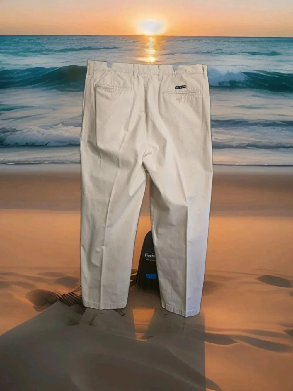 Chaps Tan Double Pleated Chino Pants Men's 38x30